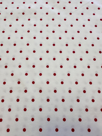 1m LEFT: Vintage Fabric Cotton Blend Sheeting 2000s Laura Ashley Red/Pink Dots on White 130cm cm Wide