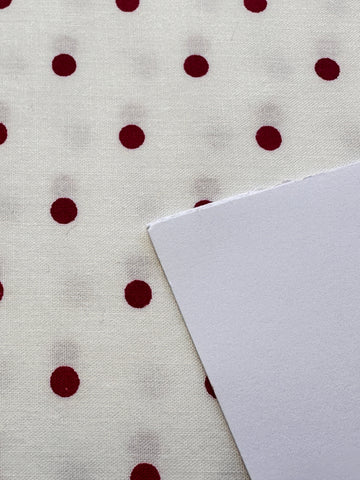 SINGLE FAT QUARTER: Vintage Fabric Cotton Blend Sheeting 2000s Laura Ashley Red/Pink Dots on White 50cm x 50cm