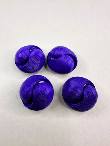 Vintage Retro Buttons Royal Purple Swirl Plastic Shank 18mm Wide x 9mm High