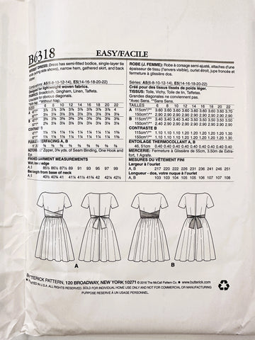 DRESS: Butterick Sewing Pattern 1961 Pattern Reissue Sizes 6-22 FF Complete *B6318