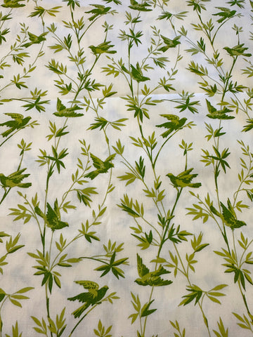 LAST PIECE Modern Fabric Quilt Cotton 2012 Donna Wilder Fabric Traditions Green Birds Foliage 112cm x 50cm