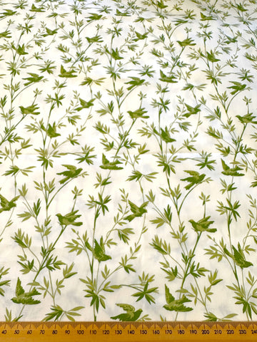 LAST PIECE Modern Fabric Quilt Cotton 2012 Donna Wilder Fabric Traditions Green Birds Foliage 112cm x 50cm