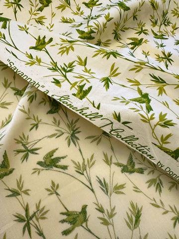 LAST PIECE Modern Fabric Quilt Cotton 2012 Donna Wilder Fabric Traditions Green Birds Foliage 112cm x 50cm