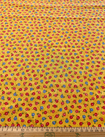 LAST 1/2m: Modern Fabric Quilt Cotton Merry Bon Bon Lecian Floral on Yellow 112cm Wide