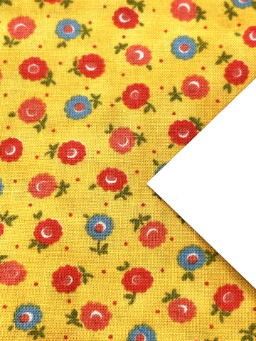 LAST 1/2m: Modern Fabric Quilt Cotton Merry Bon Bon Lecian Floral on Yellow 112cm Wide