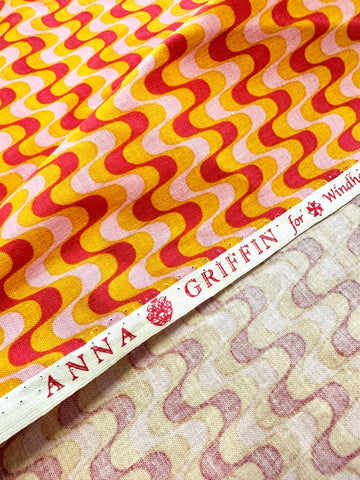 1m LEFT: Modern Fabric Quilt Cotton Anna Griffin Candy Stripes in Pink Windham 112cm Wide