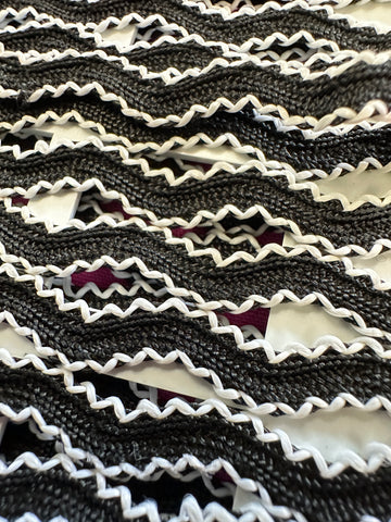Vintage Trim Black w/ White Edge 'Rufflette' Cotton Rayon? 6mm Wide