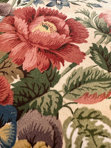 REMNANT Vintage Fabric Sanderson Chatsworth Cotton Sateen Delicious Floral w/ Vine 60cm x 43cm
