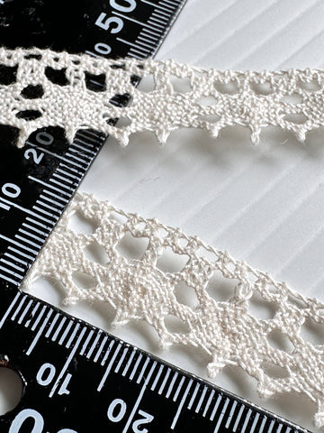 1m LEFT: Modern? Vintage? Lace Crochet Trim White Cotton 15mm Wide