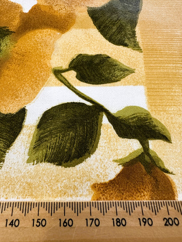 LAST PIECE Vintage Fabric 1970s? 80s? Beautiful Floral Border Print Brown Floral Polished Cotton 112cm x 50cm