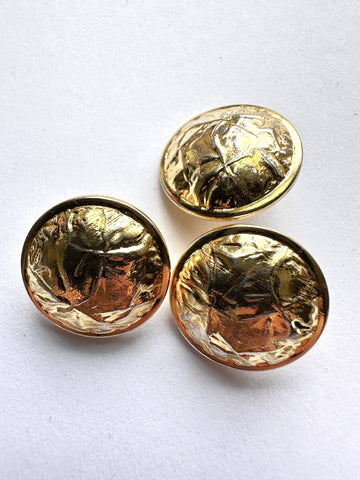 ONE SET ONLY: Vintage Buttons 1980s Plastic Gold Tone Dome Shank 20mm x 3