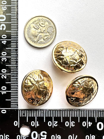 ONE SET ONLY: Vintage Buttons 1980s Plastic Gold Tone Dome Shank 20mm x 3