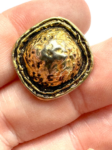 ONE SET ONLY: Vintage Buttons 1970s Metal Hammered Dome Gold Tone 20mm x 5