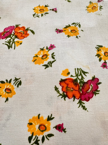 PILLOW CASE: Vintage Fabric Cotton 1970s Bright Small Retro Floral 72cm x 46cm