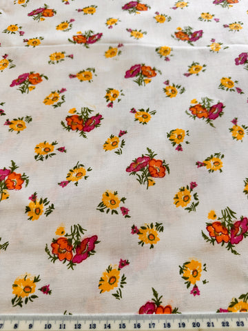 PILLOW CASE: Vintage Fabric Cotton 1970s Bright Small Retro Floral 72cm x 46cm