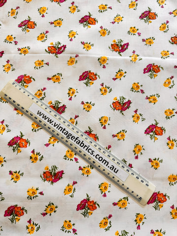 PILLOW CASE: Vintage Fabric Cotton 1970s Bright Small Retro Floral 72cm x 46cm