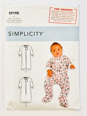 INFANTS' BUNTING & JUMPSUIT: Simplicity Sewing Pattern 2020 Sizes XXS-L Complete FF *S9195