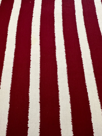 REMNANT Vintage Fabric 1950s Fancy Weave Light Weight Cotton w/ Burgundy Stripe Tootal UK 40cm x 30cm