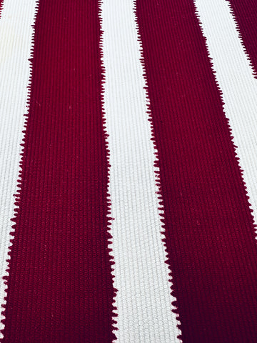 REMNANT Vintage Fabric 1950s Fancy Weave Light Weight Cotton w/ Burgundy Stripe Tootal UK 40cm x 30cm