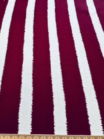 REMNANT Vintage Fabric 1950s Fancy Weave Light Weight Cotton w/ Burgundy Stripe Tootal UK 40cm x 30cm