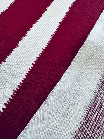 REMNANT Vintage Fabric 1950s Fancy Weave Light Weight Cotton w/ Burgundy Stripe Tootal UK 40cm x 30cm