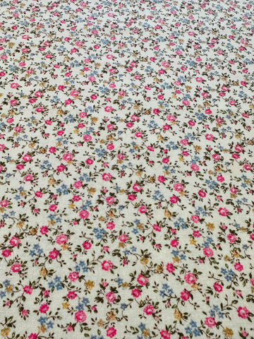 Vintage Fabric Cottagecore Tiny Flowers on Cream Snug Cotton 86cm Wide