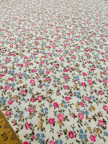 Vintage Fabric Cottagecore Tiny Flowers on Cream Snug Cotton 86cm Wide