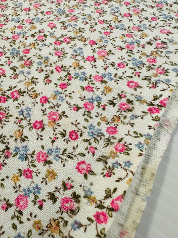Vintage Fabric Cottagecore Tiny Flowers on Cream Snug Cotton 86cm Wide