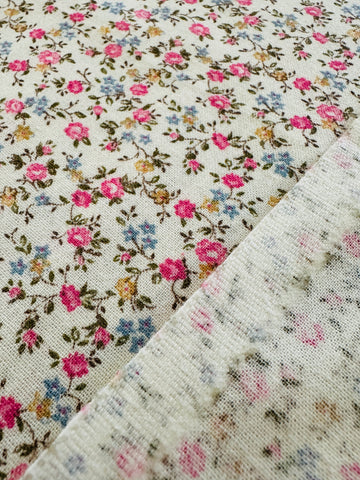 Vintage Fabric Cottagecore Tiny Flowers on Cream Snug Cotton 86cm Wide