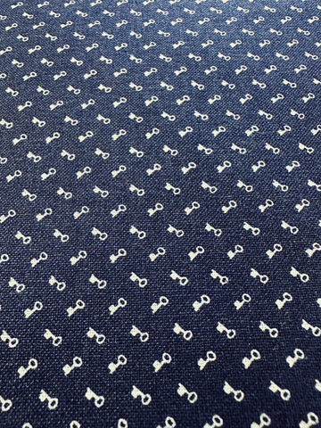 LAST PIECE Modern Fabric Windham Fabrics Devon Shirtings White Keys on Blue Nancy Gere 112cm x 50cm