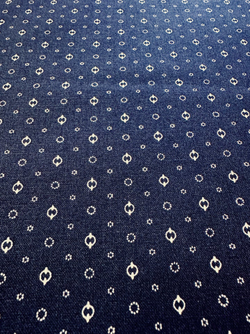 LAST PIECE Modern Fabric Windham Fabrics Devon Shirtings Blue Circle Nancy Gere 112cm x 50cm