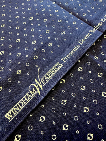 LAST PIECE Modern Fabric Windham Fabrics Devon Shirtings Blue Circle Nancy Gere 112cm x 50cm