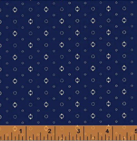 LAST PIECE Modern Fabric Windham Fabrics Devon Shirtings Blue Circle Nancy Gere 112cm x 50cm
