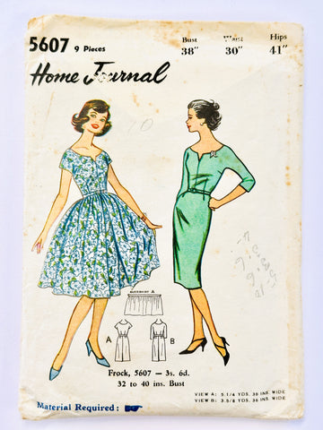 FROCK: Home Journal Sewing Pattern 1960s Size 14? Bust 38 Waist 30 *5607
