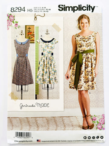 DRESS & SASH : Simplicity Sewing Pattern 2017 Gertrude Made Size 8-16 Uncut FF *8294