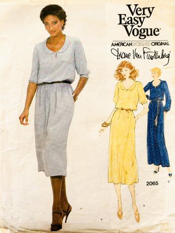 LOOSE-FITTING DRESS: Vogue Designer Original Sewing Pattern Diane Von Furstenberg Size 12 1978 Complete *2065