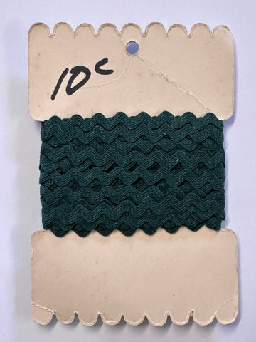 Vintage Trim Ric Rac Rick Rack 6 Yards Czechoslovakia Dark Green Cotton 5mm Wide