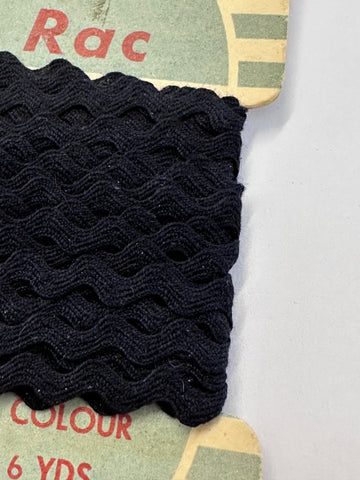 Vintage Trim Ric Rac Rick Rack 6 Yards Czechoslovakia Black Cotton 5mm Wide