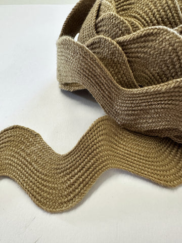 Vintage Trim Extra Wide Ric Rac Dark Taupe Linen-Look Cotton Blend 2.3cm Wide