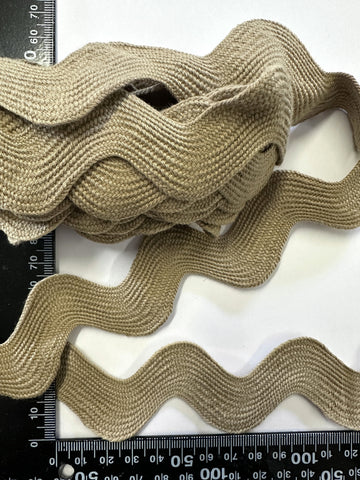 Vintage Trim Extra Wide Ric Rac Dark Taupe Linen-Look Cotton Blend 2.3cm Wide
