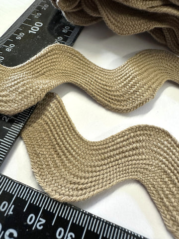 Vintage Trim Extra Wide Ric Rac Dark Taupe Linen-Look Cotton Blend 2.3cm Wide