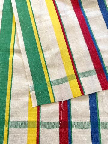 Vintage Tea Towel Northern Ireland Linen Mid-Century Stripe Unused Unhemmed 55cm x 80cm