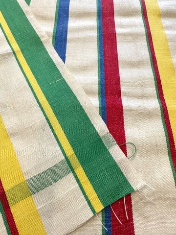 Vintage Tea Towel Northern Ireland Linen Mid-Century Stripe Unused Unhemmed 55cm x 80cm