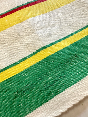 Vintage Tea Towel Northern Ireland Linen Mid-Century Stripe Unused Unhemmed 55cm x 80cm