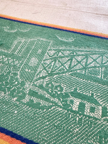 Vintage Tea Towel Irish Linen Mid-Century Australiana Sydney Harbour Bridge Unused Unhemmed Large 53cm x 75cm