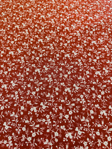 Vintage Fabric Cottagecore Tiny Flowers on Brown 80s Laura Ashley Style Cotton 116cm Wide