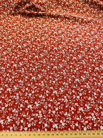 Vintage Fabric Cottagecore Tiny Flowers on Brown 80s Laura Ashley Style Cotton 116cm Wide
