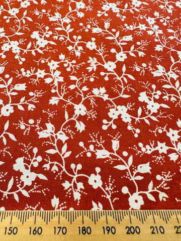 Vintage Fabric Cottagecore Tiny Flowers on Brown 80s Laura Ashley Style Cotton 116cm Wide