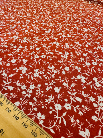 Vintage Fabric Cottagecore Tiny Flowers on Brown 80s Laura Ashley Style Cotton 116cm Wide