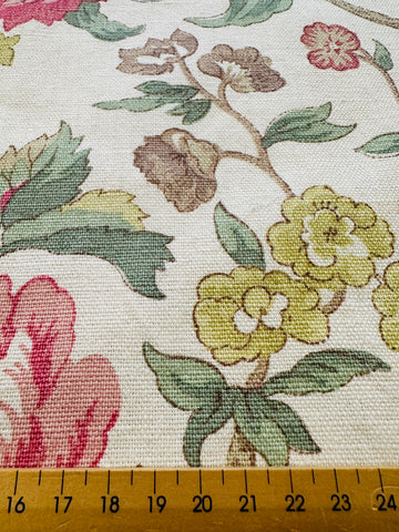 LAST PIECE Vintage Fabric Laura Ashley Caroline 1993 Linen Cotton 108cm x 44cm